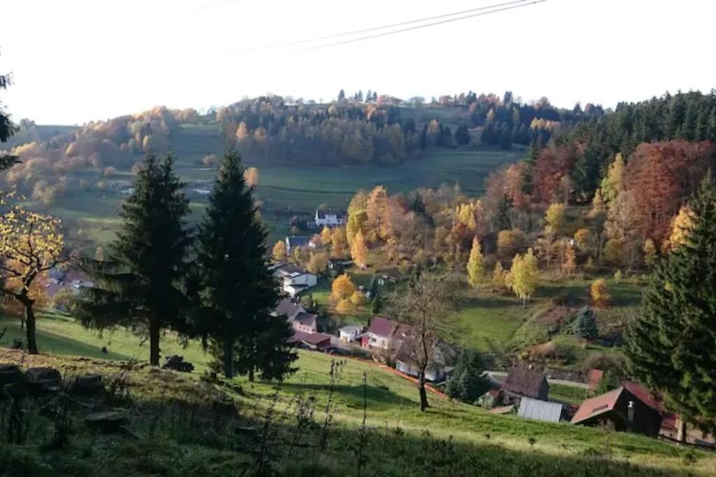 Ruhiges Ferienhaus Am Waldrand Mit Sauna Und Kamin - Hellaberg II Langenbach  المظهر الخارجي الصورة